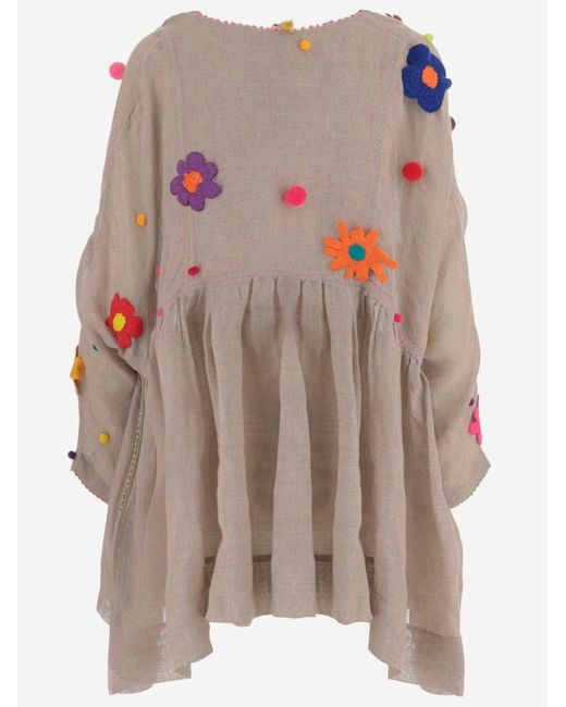 Péro Natural Floral Print Linen Dress