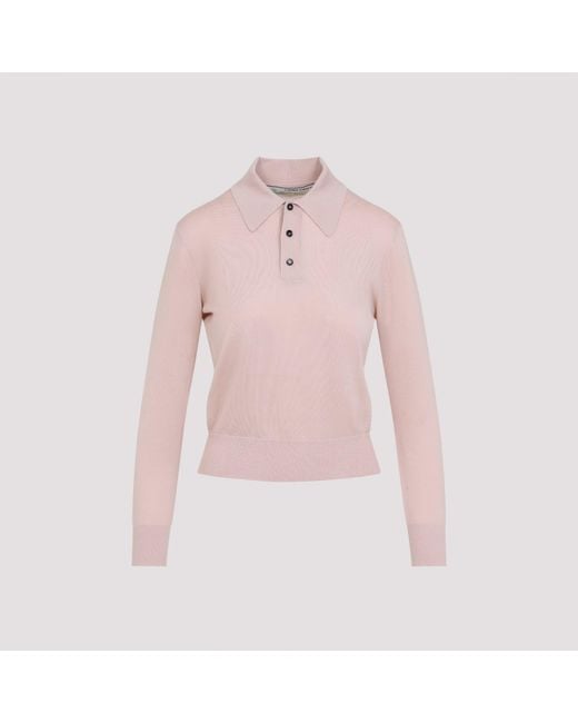 Bottega Veneta Pink Long Sleeve Polo Top