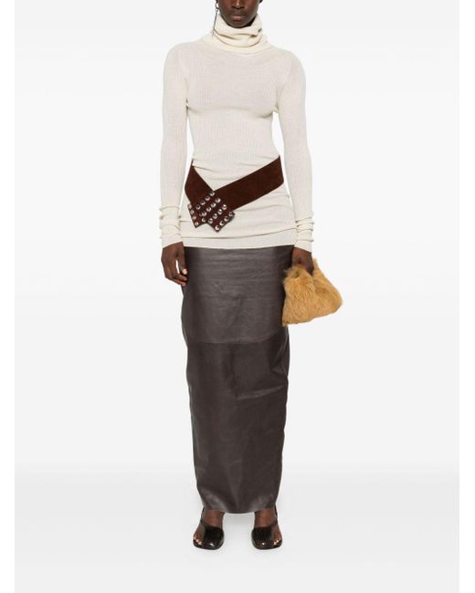 Rick Owens White Wollschildkrötenhalspullover