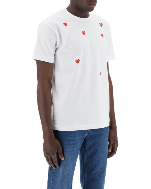 Comme des Garcons juega "Camisa redonda con patrón de corazón COMME DES GARÇONS PLAY de color White