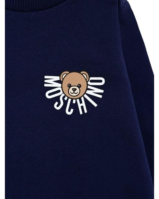 Moschino Blue Hoodless Sweatshirt With Logo