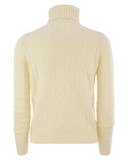 Polo Ralph Lauren Natural Wool And Cashmere Cable-Knit Turtleneck Sweater
