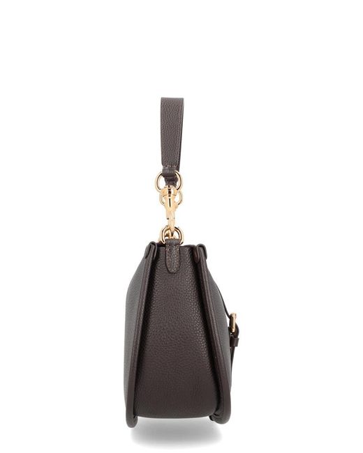 Etro Black Medium Grained Leather Shoulder Bag With Buckle