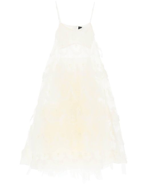 Simone Rocha Midi Tule -jurk Met Bogen En Borduurwerk. in het White