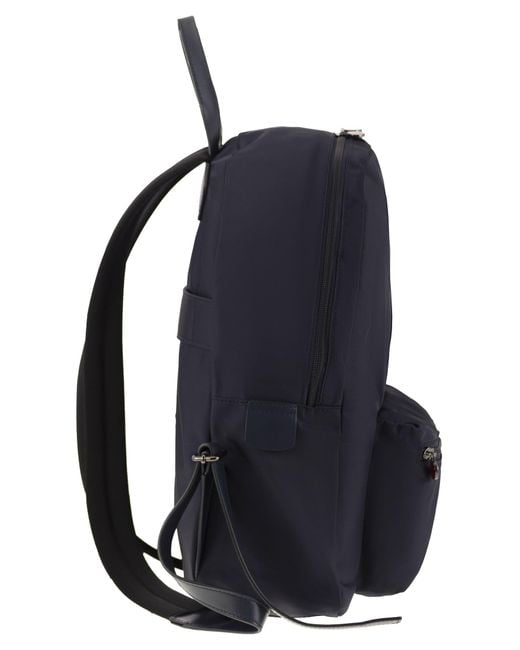 Kiton Blue Technical Fabric Backpack With Logo for men