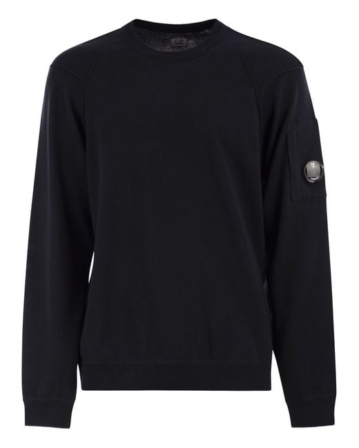 C P Company Sea Island Cotton Crew Neck Jumper in Black für Herren
