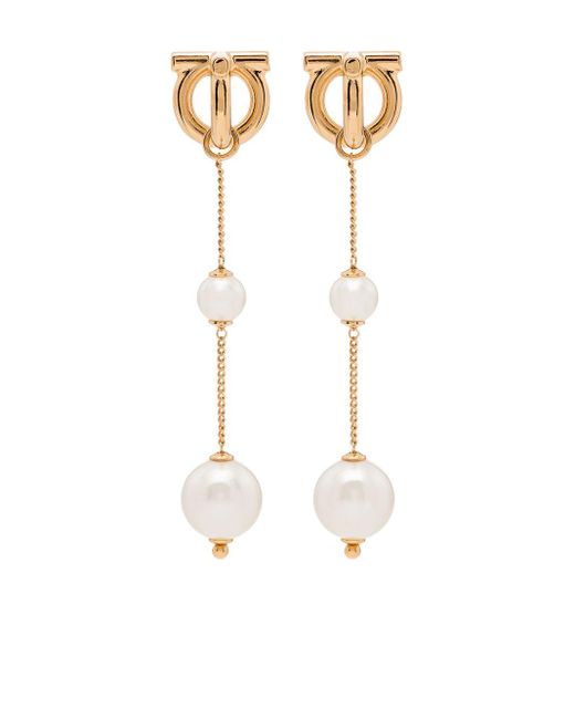 Ferragamo White Gancini Ohrringe