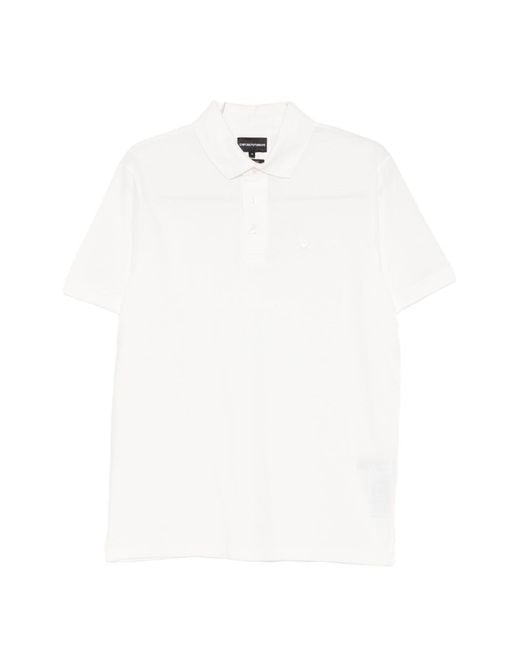 Emporio Armani White Logo Cotton Polo Shirt for men