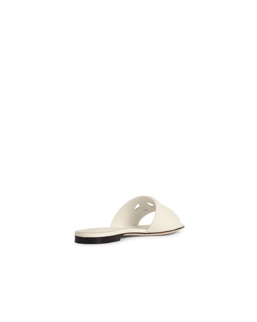 Dolce & Gabbana White Leather Slippers