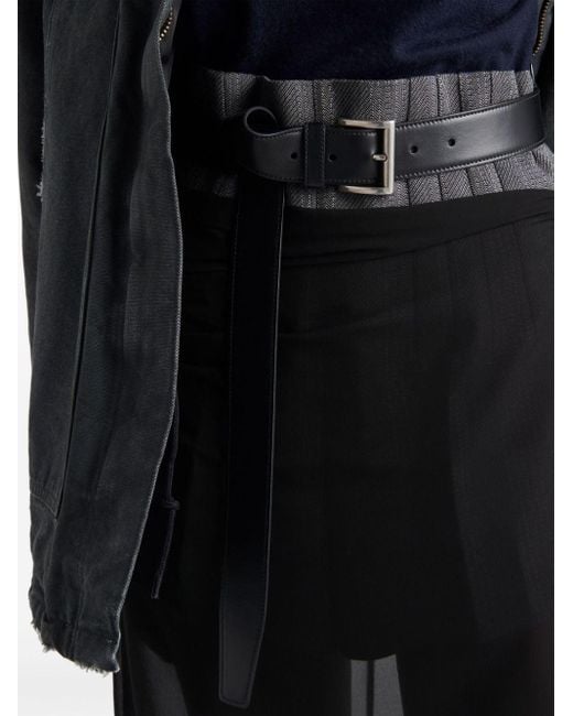Prada Black Georgette Midi Skirt
