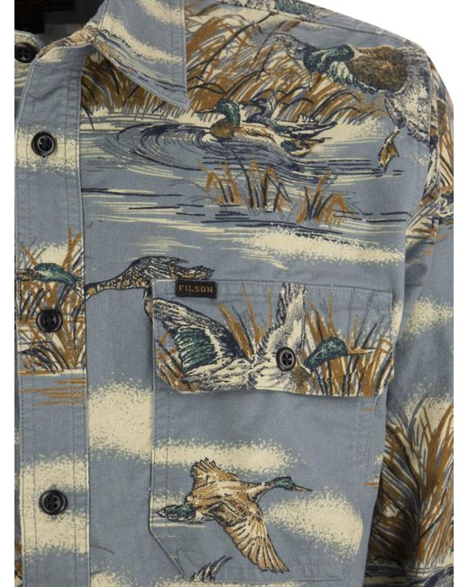 Filson Gray Flannel Shirt With Print