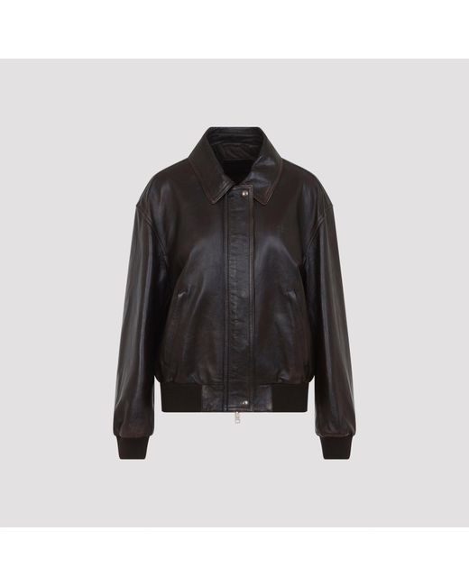 Prada Leren -jack in het Black