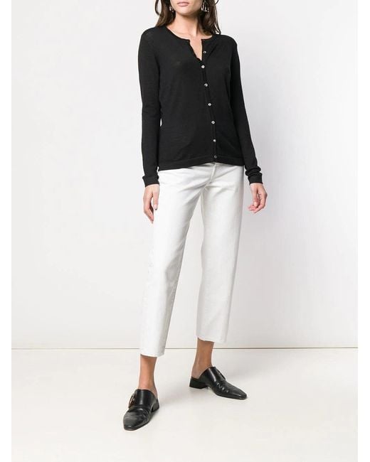 LA ROSE Black Round Neck Cardigan
