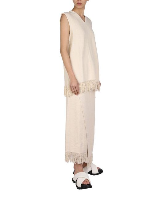 Jil Sander Natural Solid V Neck Top