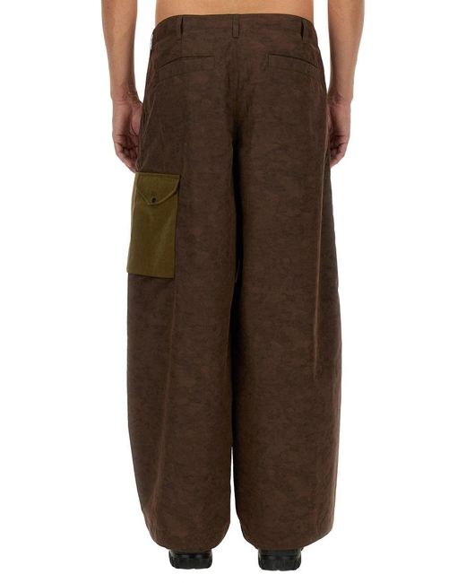 C P Company Brown Textured Cargo Pants for men