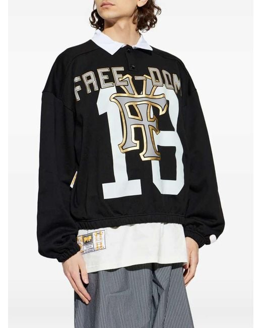 PDF Black Cotton Graphic Sweatshirt for men