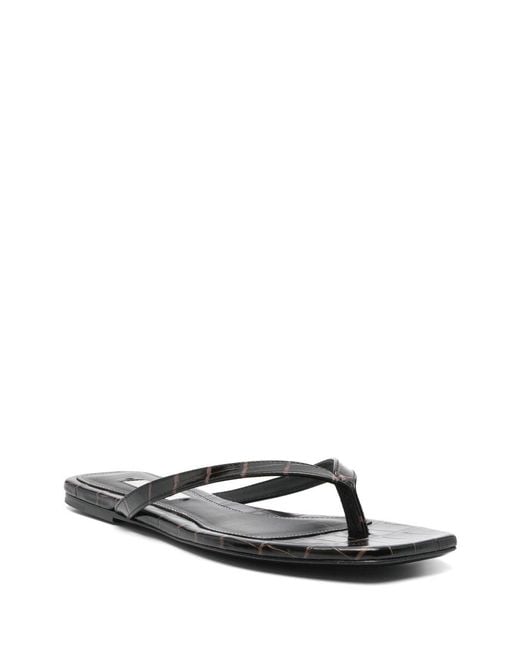 Totême  Black Croco-Embossed Flip-Flops
