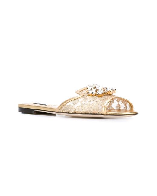 Dolce & Gabbana Metallic Lace Slippers