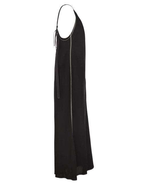 Sportmax Black Union Langes Kleid mit verstellbarem Schultergurt