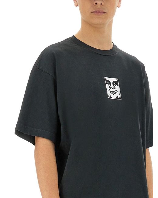 Obey Black Cotton T-Shirt for men