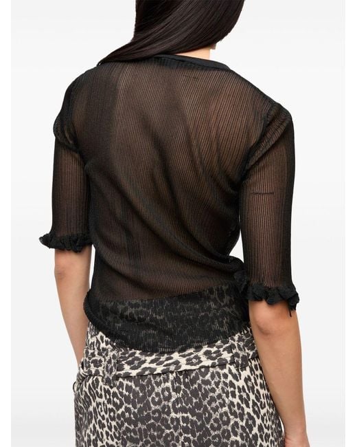 Ganni Black Bunny Crewneck Top