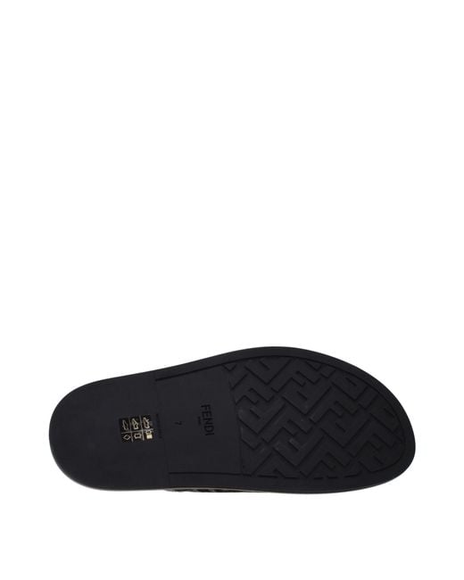 Fendi Brown Ciabatte E Zoccoli Uomo Tessuto Marrone/Nero