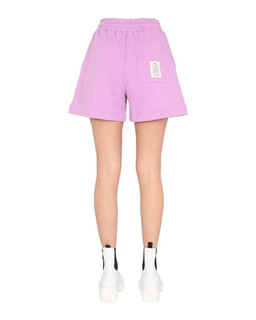 MSGM Pink Graphic Shorts