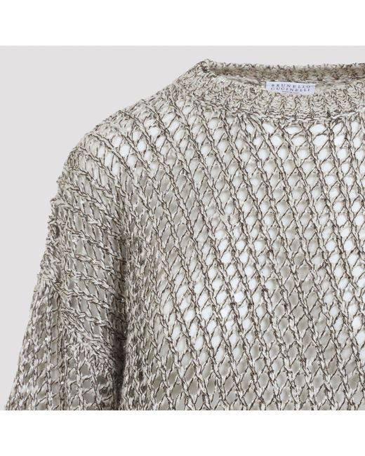 Brunello Cucinelli Gray Fish-Net Sweater