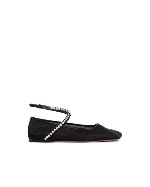AMINA MUADDI Black Amina Mu i Mesh Crystal Ballerina Flats