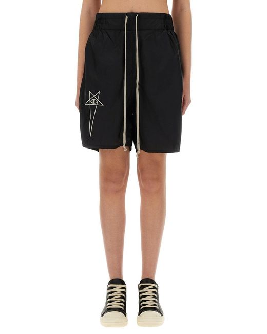 Champion x Rick Owens Black Shorts With Logo