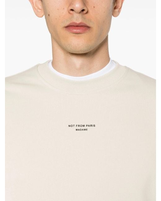 Drole de Monsieur White Le Sweatshirt Slogan Classique for men