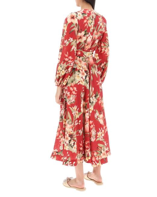Zimmermann Red Lexi Wrap -Kleid mit Blumenmuster