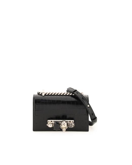 Alexander McQueen Black Jeweled Satchel Mini -Tasche