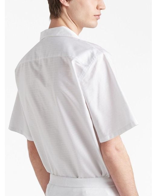 Prada Black Triangle-Logo Cotton Shirt for men