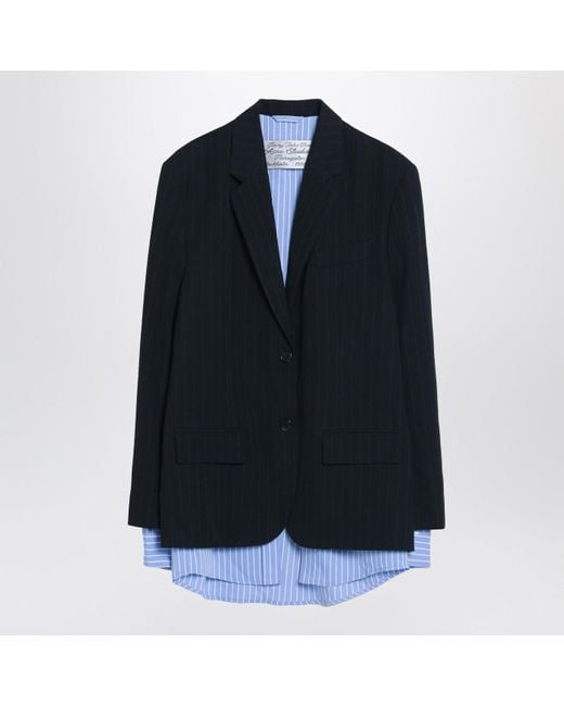 Acne Blue Single-Breasted Jacket With Shirt Detail