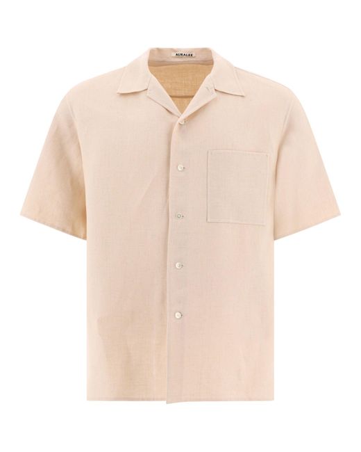 Auralee Natural "Double Cloth" Linen Shirt for men