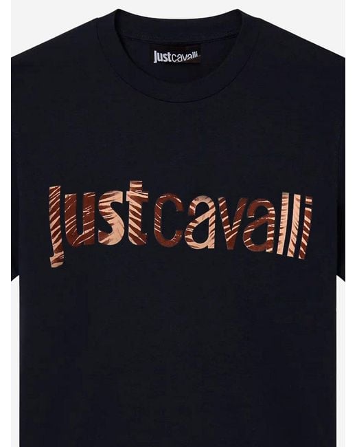 Just Cavalli Blue Cotton T-Shirt for men
