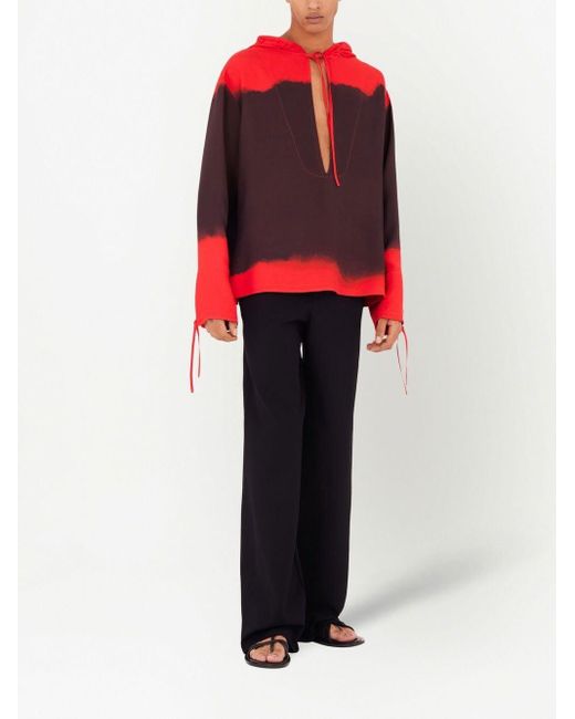 Ferragamo Red Printed Oversized Kaftan for men