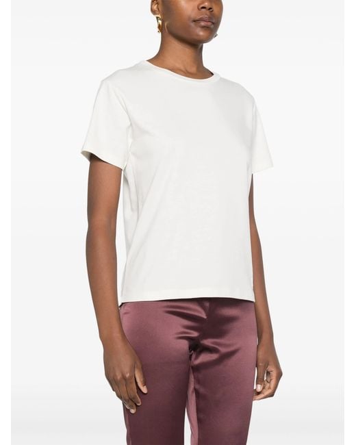Saint Laurent White T-Shirt With Logo Patch