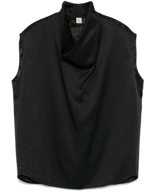 Totême Black Sleeveless Top With Boxy Silhouette