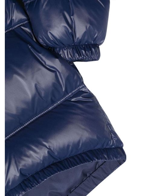 Versace Blue Down Jacket With Logo