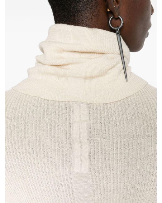 Rick Owens White Wool Turtle Neck Sweater