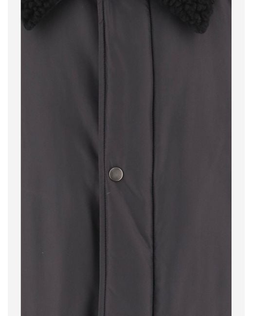 Maison Margiela Black Nylon Jacket With Shearling Collar