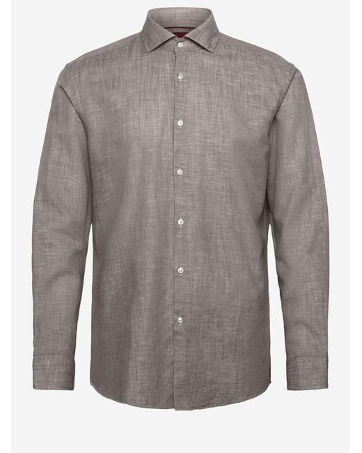 Boss Gray Cotton And Linen Shirt for men