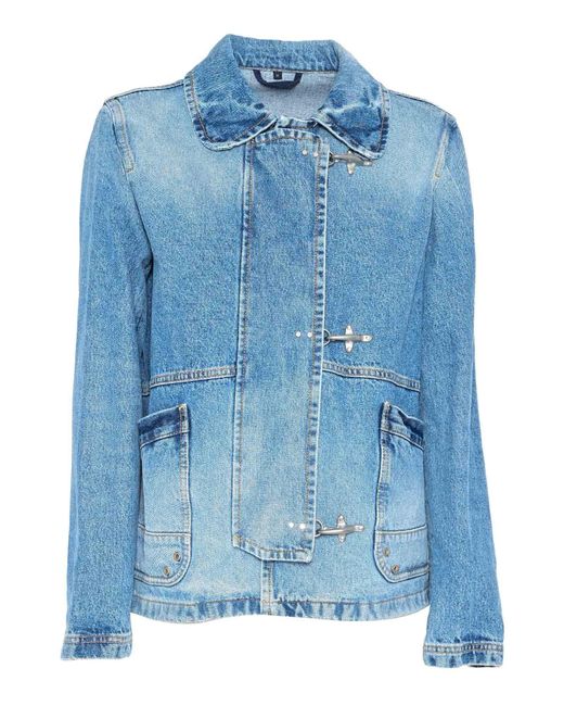 Fay Blue Mini 3 Ganci Denim Coat Cotton Heavy Jacket