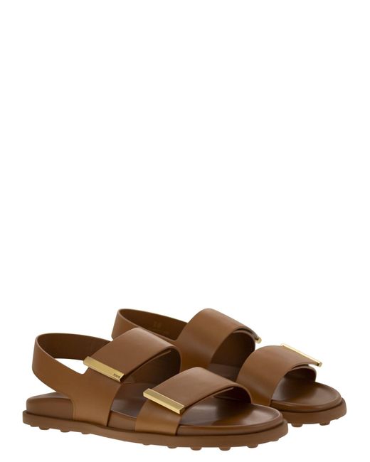 Tod's Brown Sandal With Two Leather Straps
