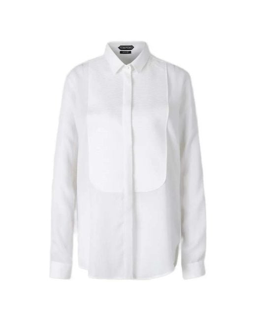 Tom Ford White Pleated Bib Shirt