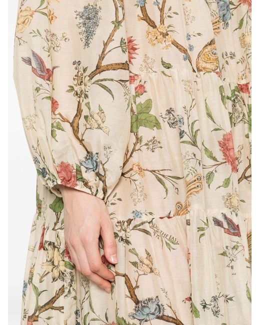 Into The East White Printed Cotton Dress