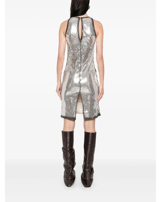 The Attico Gray Sleeveless Mini Dress With Sequined Elegance