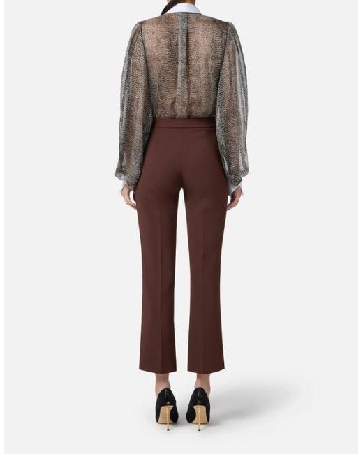 Elisabetta Franchi Gray Python Bodysuit With Collar